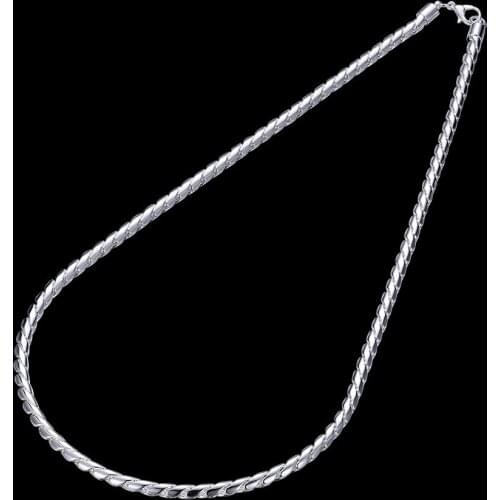 Silver Plated Necklace For Women Hot Sell Trendy Jewelry Mens Necklace 4mm Spiral twisted chain N012 dropshipping wholesale