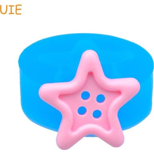 FYL060U Star Shaped Button Flexible Silicone Push Mold 22mm - Cabochon Fake Food Marshmallow Molds, Candle Moulds