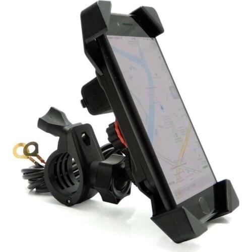 Adjustable 7/8" Handlebar Mobile Phone Mount USB Charger Holder Cradle Holder Motorcycle Bike Phone Holder 360 Degrees Rotation