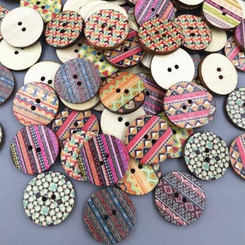 DIY 100pcs Round Wooden Printing buttons crafts Sewing decoration Scrapbooking 20mm