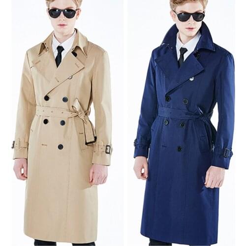 Long Classical Trench Coat 2021 Men Spring Autumn Korean Version Slim Double Breasted Over The Knee British Style Casual Coat