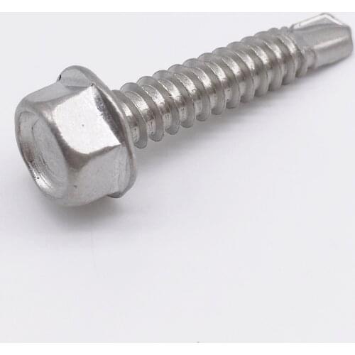 Wkooa M6.3 Roofing Screws Tapping Screw Self Drilling Sheet Metal Hex Washer Head Screws Stainless Steel 410