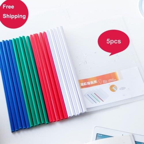 A4 Report Clip Transparent Sucker Rod Report Clip Color Folder Lever Clamp Plastic Rod Folder 5pcs Office Student Supplies