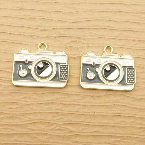 10pcs 17x20mm enamel camera charm for jewelry making cute earring pendant bracelet necklace charms diy design charms