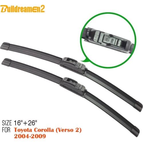Buildreamen2 2Pcs Car Wiper Blades Bracketless Rubber Soft Windshield Free Postage Suit For Toyota Corolla (Verso 2) 2004-2009