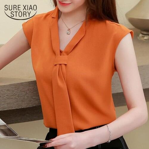 2021 Summer New V-neck Short Sleeve Vest Tops Sleeveless Loose Solid Chiffon Shirt Female Korean Fashion Tops and Blouse 9408 50