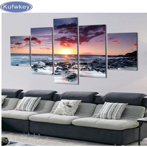 3d diamond painting sea 5pcs full square diy diamonds cross stitch sticker picture diamond embroidery home decor Multigang 5 pcs