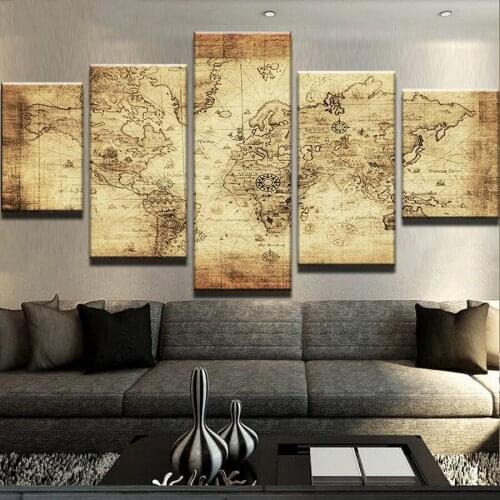 5 Panel 5d Diamond embroidery Vintage world map diy diamond painting Accessories mosaic picture for Living room decorationZP-739
