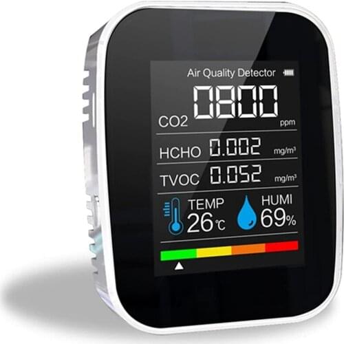 Hot 5 in 1 CO2 Meter Digital Temperature Humidity Sensor Tester Air Quality Monitor Carbon Dioxide TVOC HCHO Detector