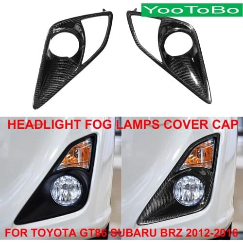 LHD RHD Car Styling Real Carbon Fiber Front Headlight Fog Lamps Bulbs Cover Cap Trim Sticker For Toyota GT86 Subaru BRZ 2012-16