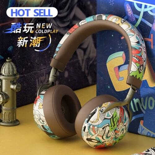 Bluetooth 5.0 Street Graffiti Headset Personalized Pattern Support TF Card Radio Multi-function Hifi Headphone