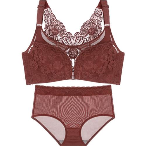 Womens Bra Sets Floral Cross Back Adjustable Straps Bras Wire Free Bralette Sexy Lace Underwear Women Plus Size