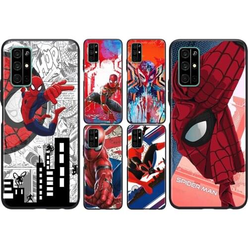 Marvel Avengers Spider-Man For Huawei Honor 50 SE V30 View 20 V20 30i 30S 30 20S 20E 20i 20 Lite Pro Plus Black Phone Case