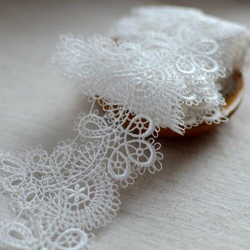 2Meters Ivory Polyester Fabric Flower Venise Venice Mesh Lace Trim Sewing Craft Lace Edge for Wedding Veil Decoration