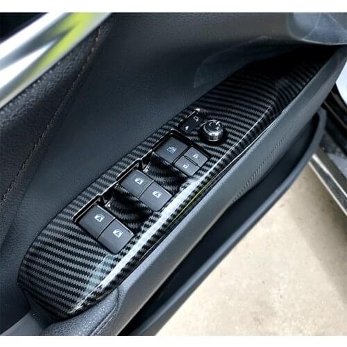 Door Armrest Window Glass Lift Control Button Panel Cover Trim Accessories For Toyota Camry 2018 2019 2020 Matte / Carbon Fiber