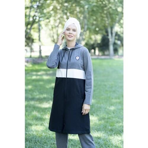 Eofashion Islamic Full Covered Black Cotton Sweatwear Pocket With Long Sleeve Hijab With Sportwear Hood And Pants For Women