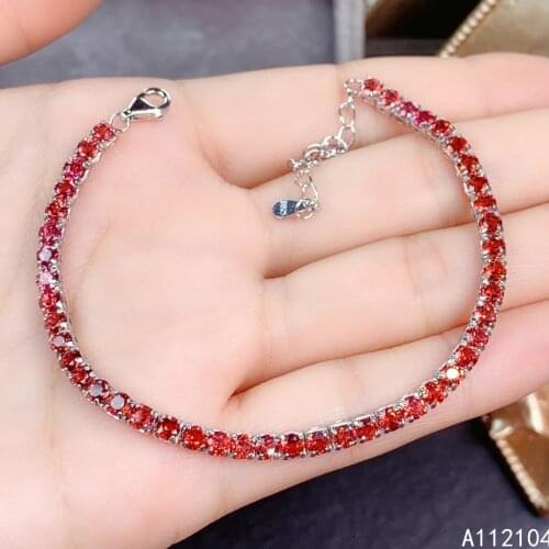KJJEAXCMY fine jewelry 925 sterling silver inlaid natural garnet women new luxury fresh round gem hand bracelet support detectio