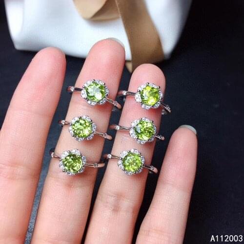 KJJEAXCMY fine jewelry 925 sterling silver inlaid natural Peridot new Female ring popular Support Detection