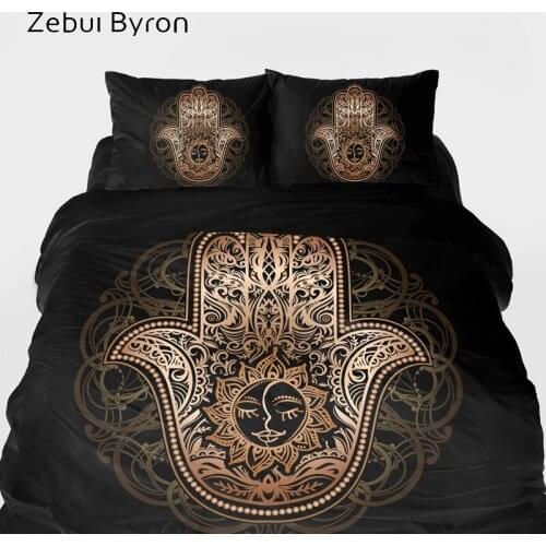 3D bed Set,luxury Bedding sets King/Queen/Custom Size,duvet cover set Black golden Hamsa Hand sun,Blanket/Quilt Cover Set