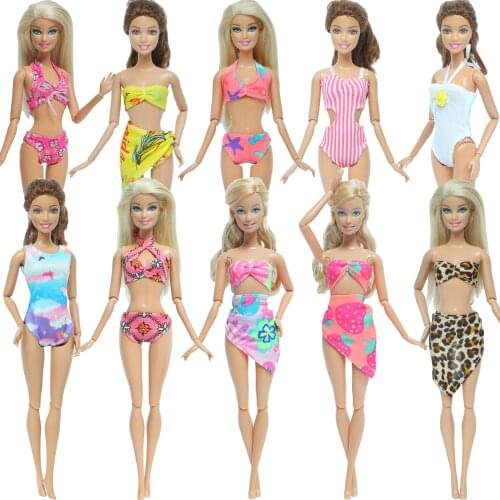 1 Set Fashion Swimsuits Summer Beach Bathing Bikini Swimwear Swimming Dress Clothes for Barbie Doll Accessories Toy