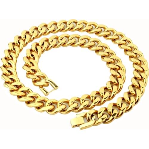 Fashion Stainless Steel Charming Gold Cuban Curb Link Chain Mens Womens Necklace/Bracelet Unisexs Daily Jewelry 7-40inch