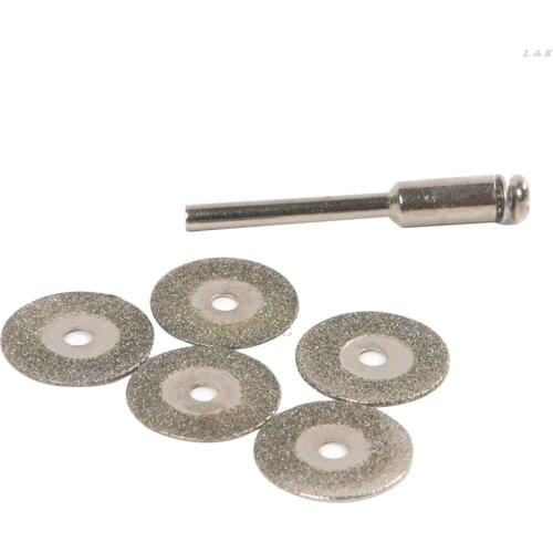5 PCS 22mm Emery Diamond cutting blades Drill Bit+1 Mandrel for Dremel Set M12 dropship