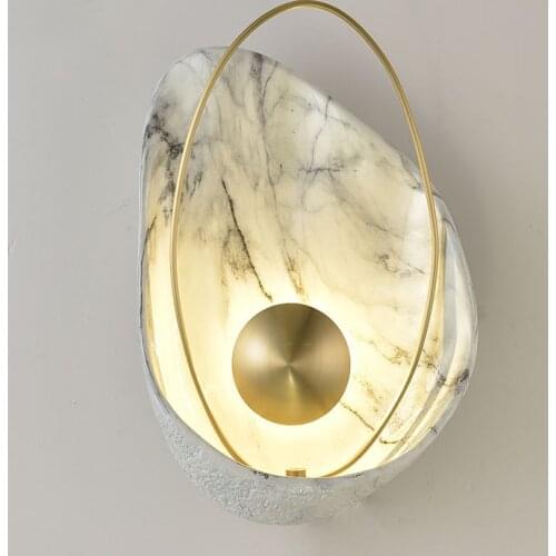 Postmodern Wall Lamp Simple Home Bedroom Wall Light Creative Natural Marble Light Luxury Showroom Window Decor Wall Sconce WA041