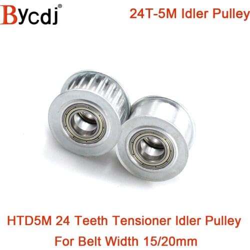 24 Teeth 5M Idler Pulley Tensioner Wheel Bore 5/6/8/10/12/15mm with Bearing Guide HTD5M synchronous pulley 24T 24teeth