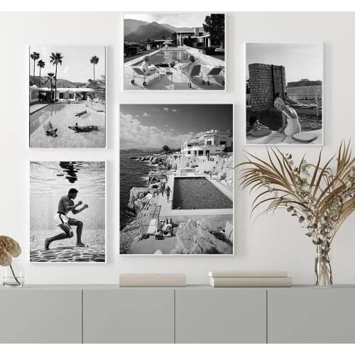 Pool Party Palm Springs Posters Black White Photography Vintage Art Prints Mid Century Wall Pictures Canvas Painting Home Decor