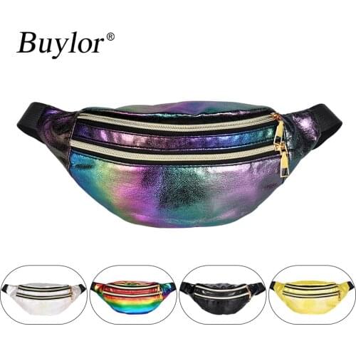 Buylor Waist Bag Laser Belt Bag Holographic Fanny Pack Designer Cute Waist Packs Bum Bag for Party, Travel