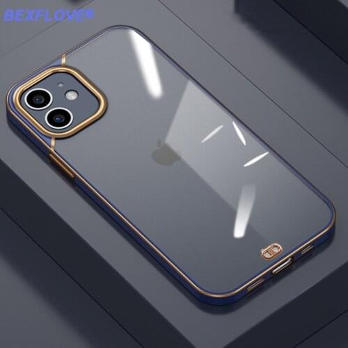 For iPhone 12 Pro Max Luxury Plating Case For iPhone 11 Pro XS Max 12 Mini XR X XS 7 8 Plus SE 2020 2 Cases Silicone Clear Cover