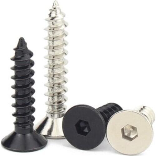 10-50PCS M3 M4 M5 M6 stainless steel Black 8.8 Flat hex Countersunk Head Hex Self Tapping Screw BK Bolt Flat Head Tapping Screw