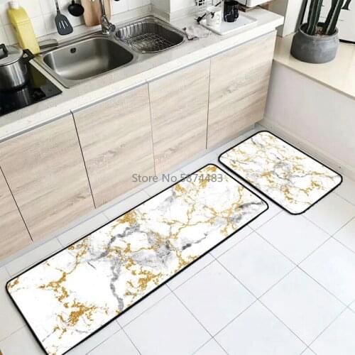Modern Nordic Imitation Marbled Gold Foil Kitchen Mat Combination Entry Mat Bedroom Long Bedside Blanket