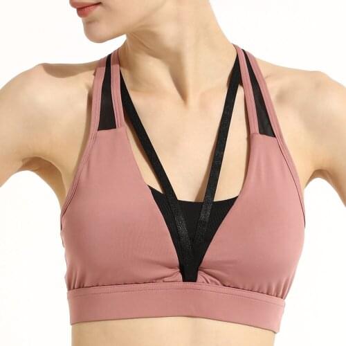 Contrast color sports suit Arched back womens summer integrated shockproof RUNNING VEST gathered beautiful back suspender Yoga