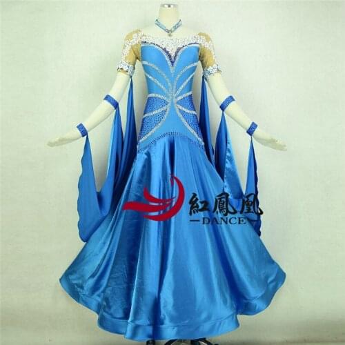 Standard Ballroom Dress Women New Of 2018 Custom Made High-necked Long Sleeved Waltz Ballroom Dance Competition Dresses