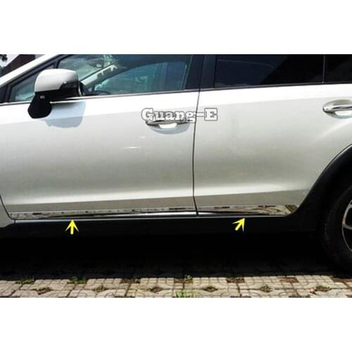 For Subaru XV 2012 2013 2014 2015 Car Styling Side Door Body Trim Stick ABS Chrome Strip Molding Stream Panel Bumper 4pcs