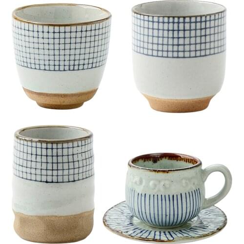 Japanese Pottery Tea Cup Mug Handpainted Ceramic Teacup Yunomi Tea Cup No Handles Cups Tea Black Tenmoku Cup Matcha Table Clays