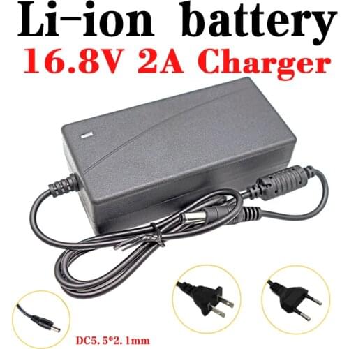 16.8V 2A Lithium Battery Charger 4S 14.8V 18650 Li-ion Polymer Battery Power Adapter Scooter Charger DC 5.5*2.1MM+AC Power Cable