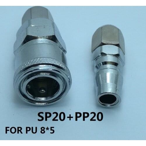 1 set Pneumatic quick joint SP20+PP20 FOR Pu pneumatic trachea 8*5mm Pneumatic connector SP20 PP20