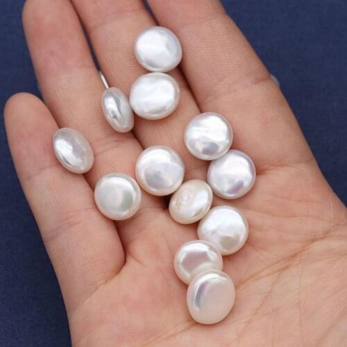 1Pcs Fashion Natural Freshwater Pearl Bead Button Shape No Hole Beads For Jewelry Making DIY Necklace Bracelet Earring 10-11mm