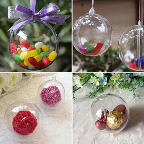 1pcs Christmas Tress Decorations Ball Transparent Open Plastic Clear Bauble Ornament Gift Present Box Decoration