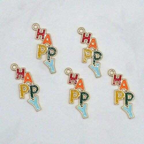 10pcs 12x29mm happy charm enamel charm for jewelry making and crafting fashion earring charm necklace charm ACCESORIES XL565