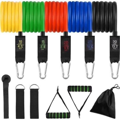 11 Pcs Elastic Resistance Bands Fitness Tube Resistance Bands Stretch Rubber Tube Band Sports Pull Rope Home Training Equipment