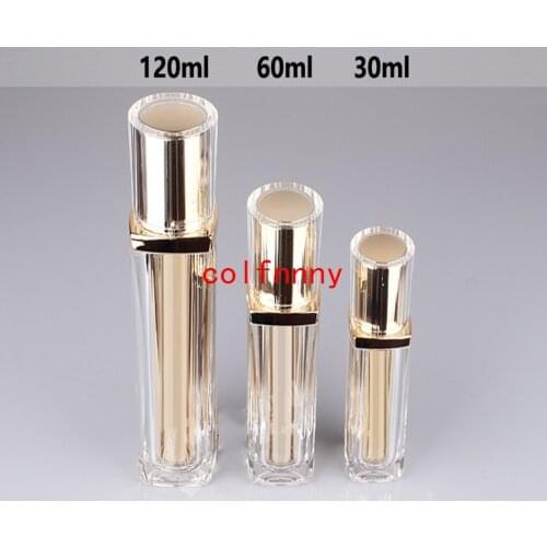 200pcs/lot Fast Shipping 30ML 60ml Women Spray Bottle Essence of The Container, Golden Acrylic lid, Cosmetic Packaging Bottle
