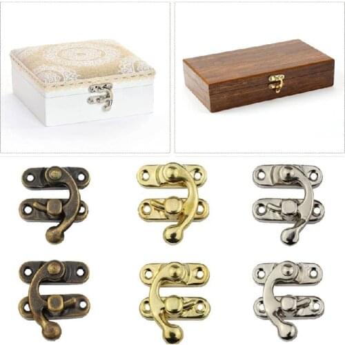 24pcs Left/Right Bronze Mini Swing Arm Clasp Latch Vintage Toggle Hasp Hook Metal Catch Curved Buckle for Jewelry Box Toolbox