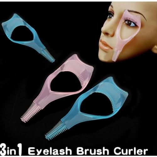 3 in 1 Eyelash Curler Plastic Mascara Guide Applicator Mascara Eyelash Brush Curler Lash Comb Novelty Multifunction Cosmetic
