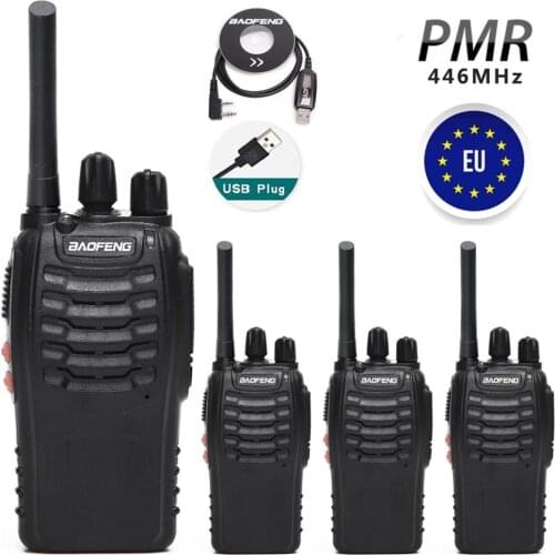 4PCS Baofeng BF-88E PMR446 Walkie Talkie Upgrade of BF-888S UHF 446MHz 16CH Portable Ham CB Radio with USB Charger for EU User