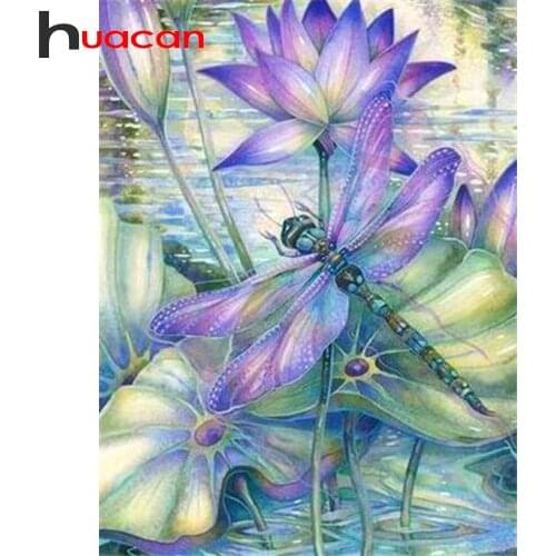 Huacan Diamond Mosaic 5D Dragonfly Diamond Painting Beads Embroidery Animals Picture Of Rhinestones Gift Home Decoration