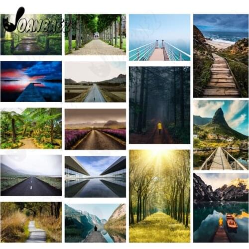 Diamond Painting Empty Road Scenery 5D Diy Wall Art Lake Forest Diamond Embroidery Inlaid Room Home Decoration Accessories Gift