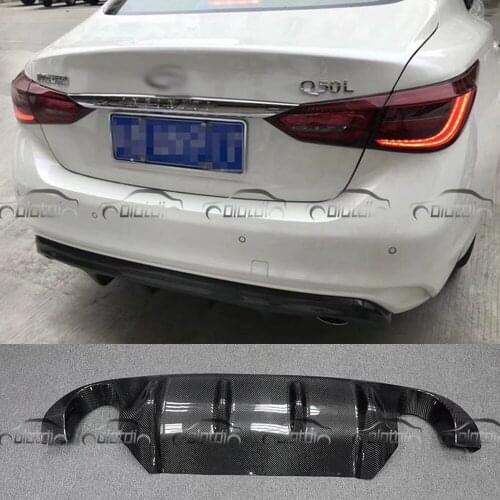 Car Styling Carbon Fiber Rear Diffuser Bumper lip Splitter For Infiniti Q50 Q50S 2018 Both Sides Single Exhuast Bumper